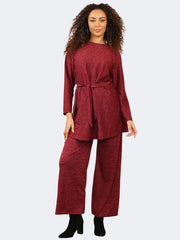 Women’s Long Sleeve Tunic Top and Wide Leg Palazzo Trousers 2 Pcs Set