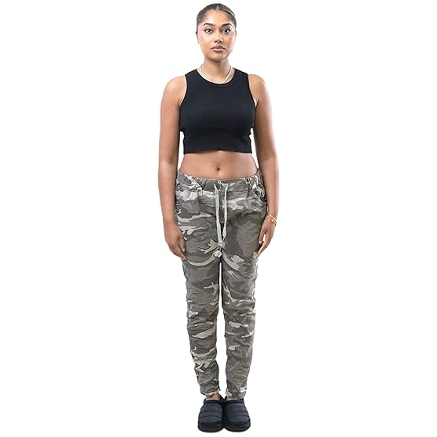 Women Camouflage Print Magic Italian Trousers - Grunge Wear