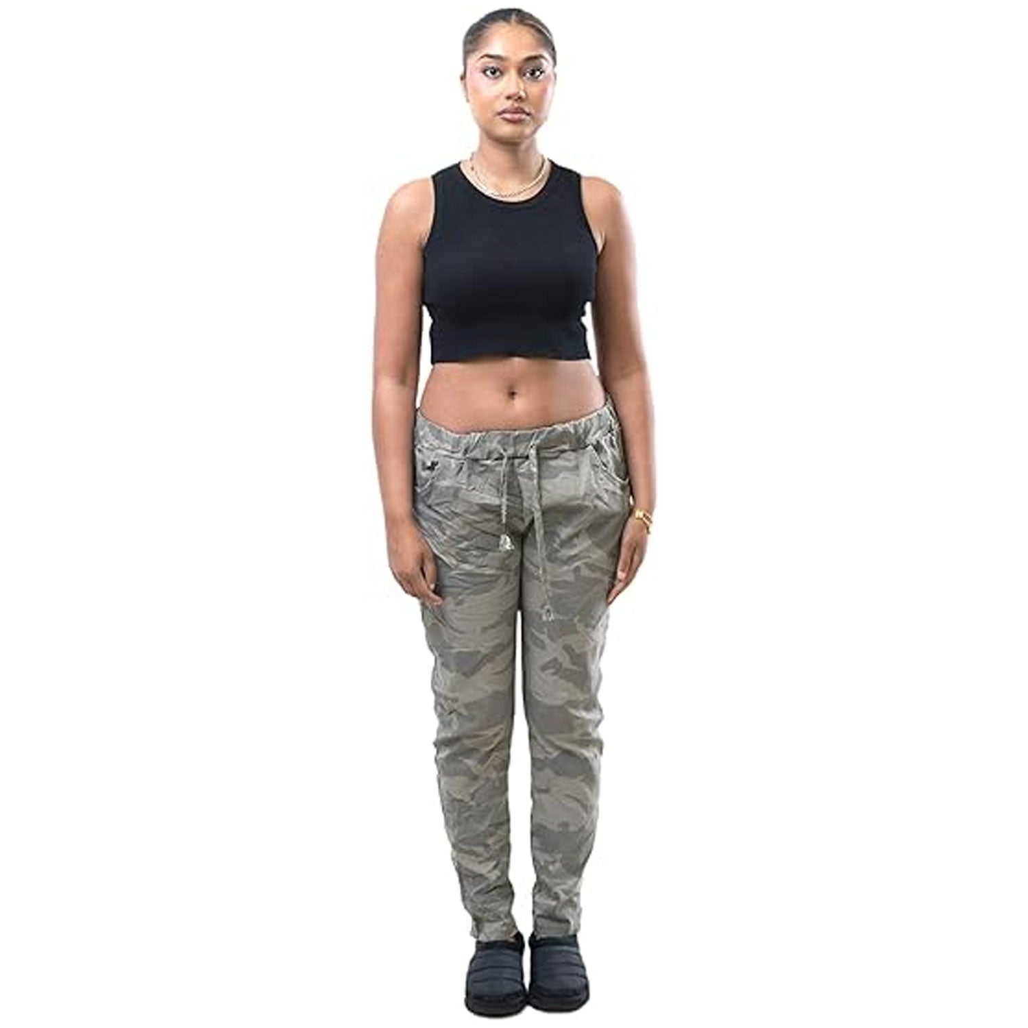 Women Camouflage Print Magic Italian Trousers - Grunge Wear