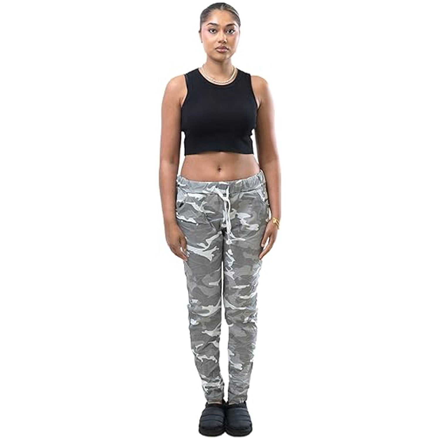 Women Camouflage Print Magic Italian Trousers - Grunge Wear