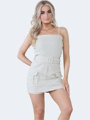 Women Cargo Pocket Bandeau Playsuit - Grunge Wear