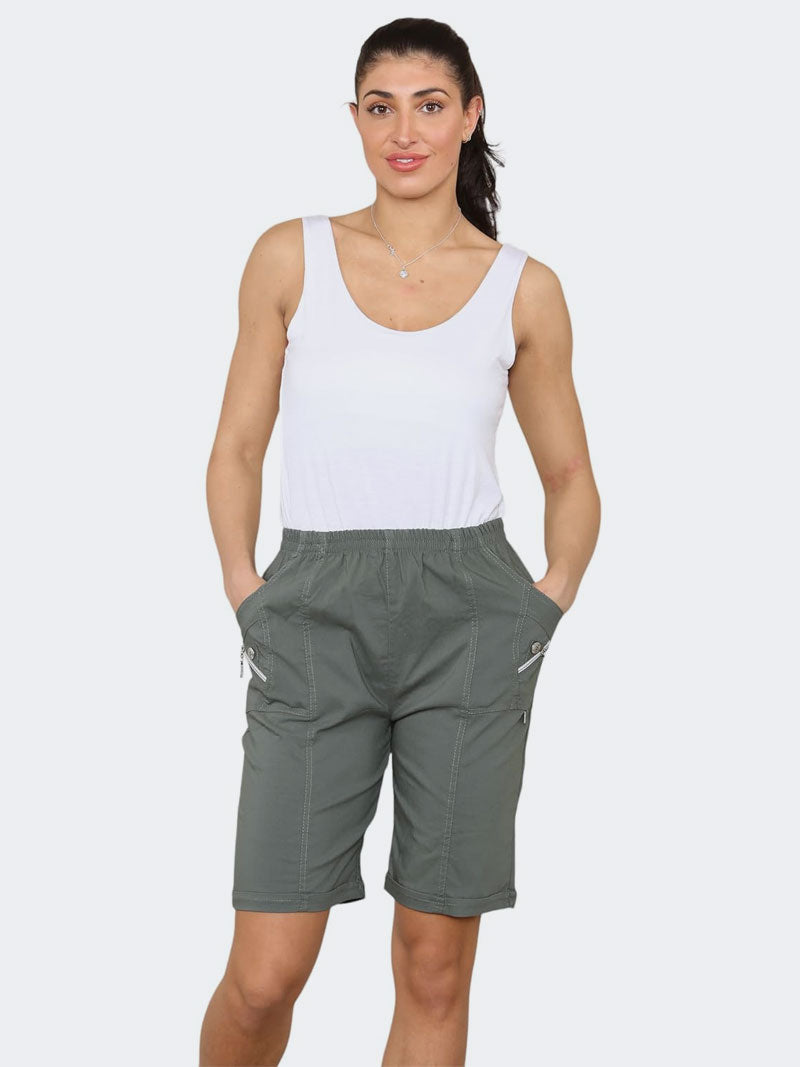 Women Cherry Berry Stretch Fit Pull On Elasticated Waist Shorts - Grunge Wear