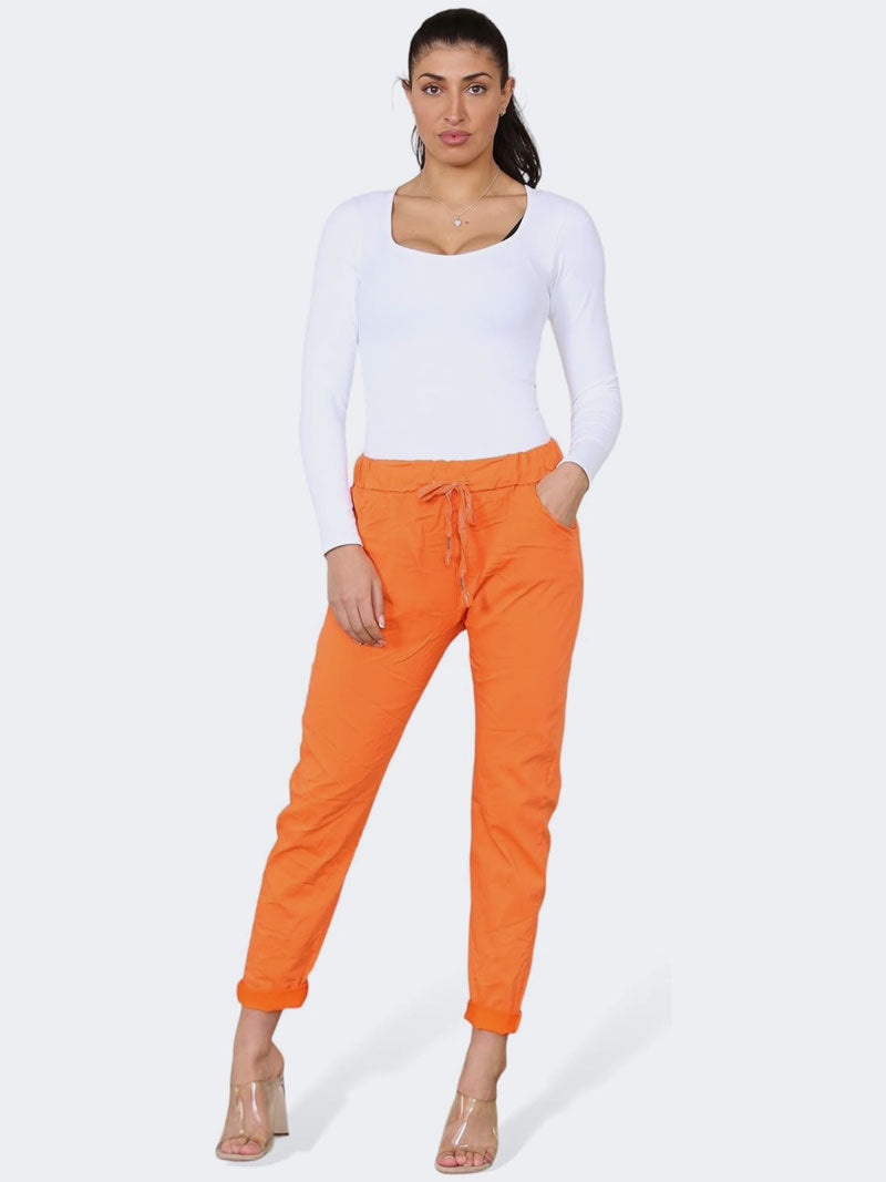 Women Plain Italian Magic Pants Summer Trouser - Grunge Wear