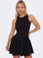 Women Pleated A-Line Mini Swing Dress - Grunge Wear