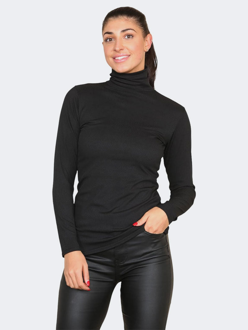 Women Polo Roll Neck Long Sleeve Turtle Neck - Grunge Wear