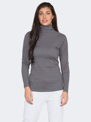 Women Polo Roll Neck Long Sleeve Turtle Neck - Grunge Wear