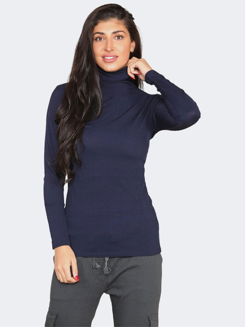 Women Polo Roll Neck Long Sleeve Turtle Neck - Grunge Wear