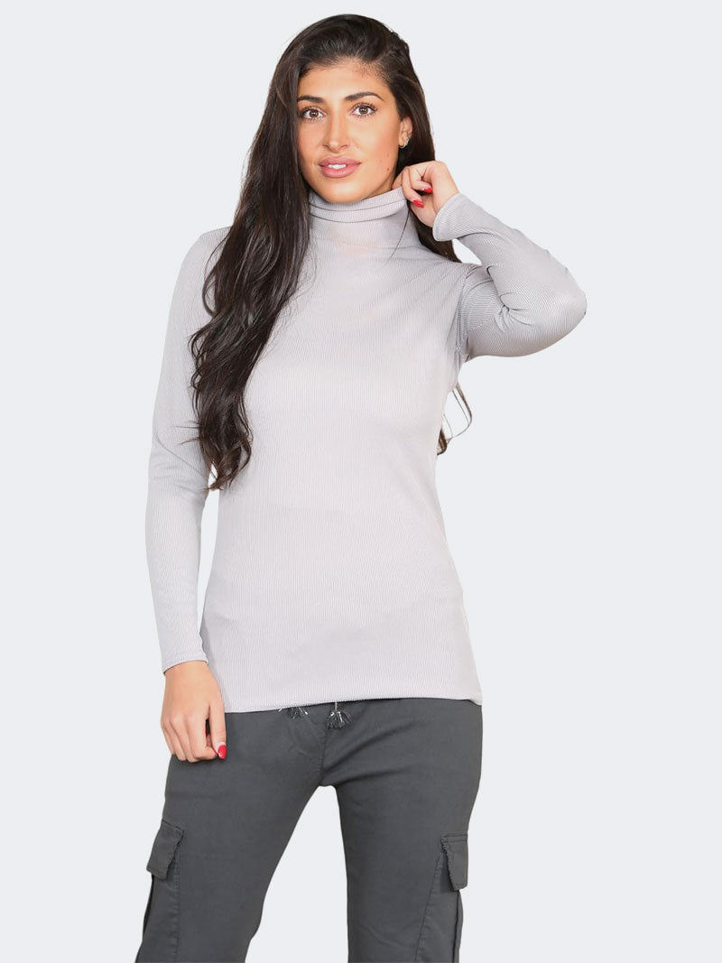 Women Polo Roll Neck Long Sleeve Turtle Neck - Grunge Wear