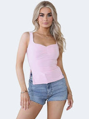 Women Sleeveless Ruched Crop Tank Top - Grunge Wear