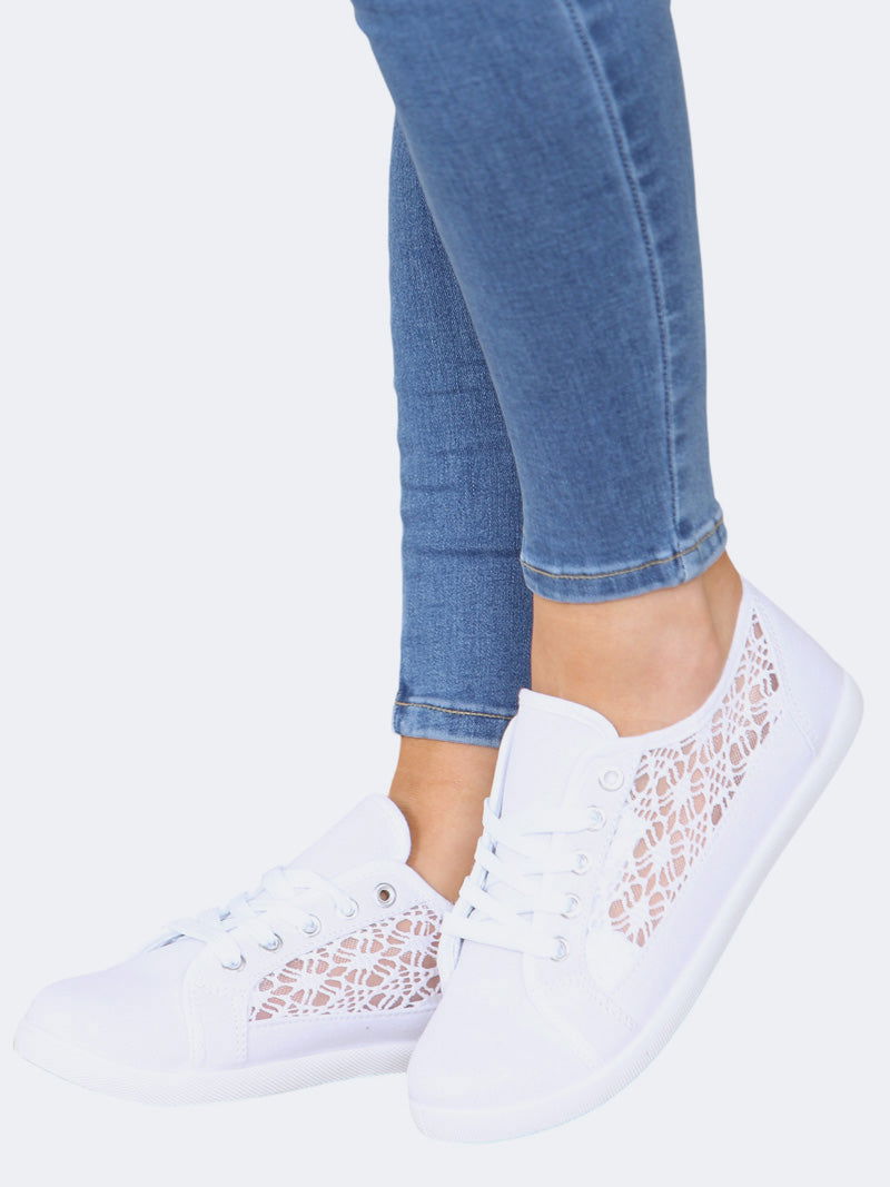 Women Summer Lace Embroidered Beach Pumps Shoes - Grunge Wear