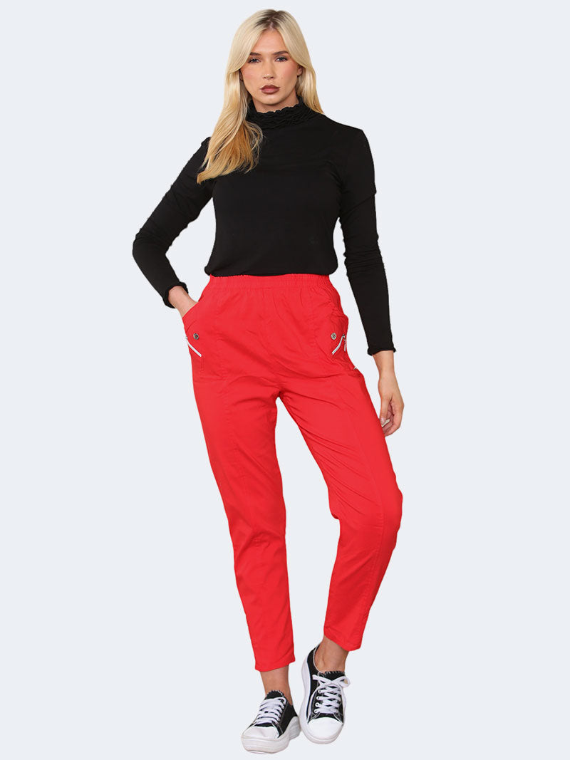 Women's Full Length Cherry Berry Trousers - Grunge Wear