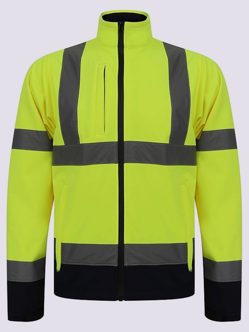 Hi Vis Viz Soft Shell Jacket High Visibility Heavy Duty Workwear Safety Security Waterproof Brushed Fleece Inner Work Wear Site Coat