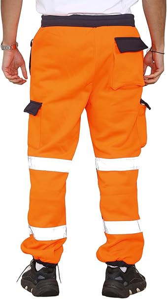 High visibility workwear trousers for men durable fleece safety pants