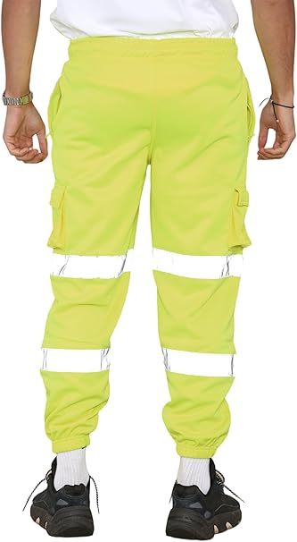 Hi vis work trousers with multi pockets and reflective tape