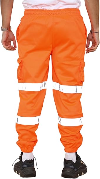 Hi vis workwear fleece trousers for mechanics and construction workers