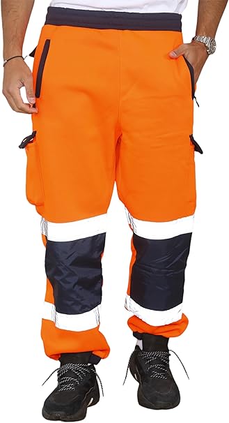 Mens reflective high visibility construction work trousers