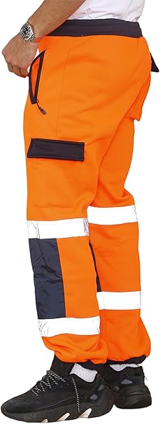Mens safety hi vis joggers reflective tape industrial work pants