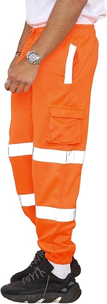 Mens reflective tape safety trousers high visibility workwear