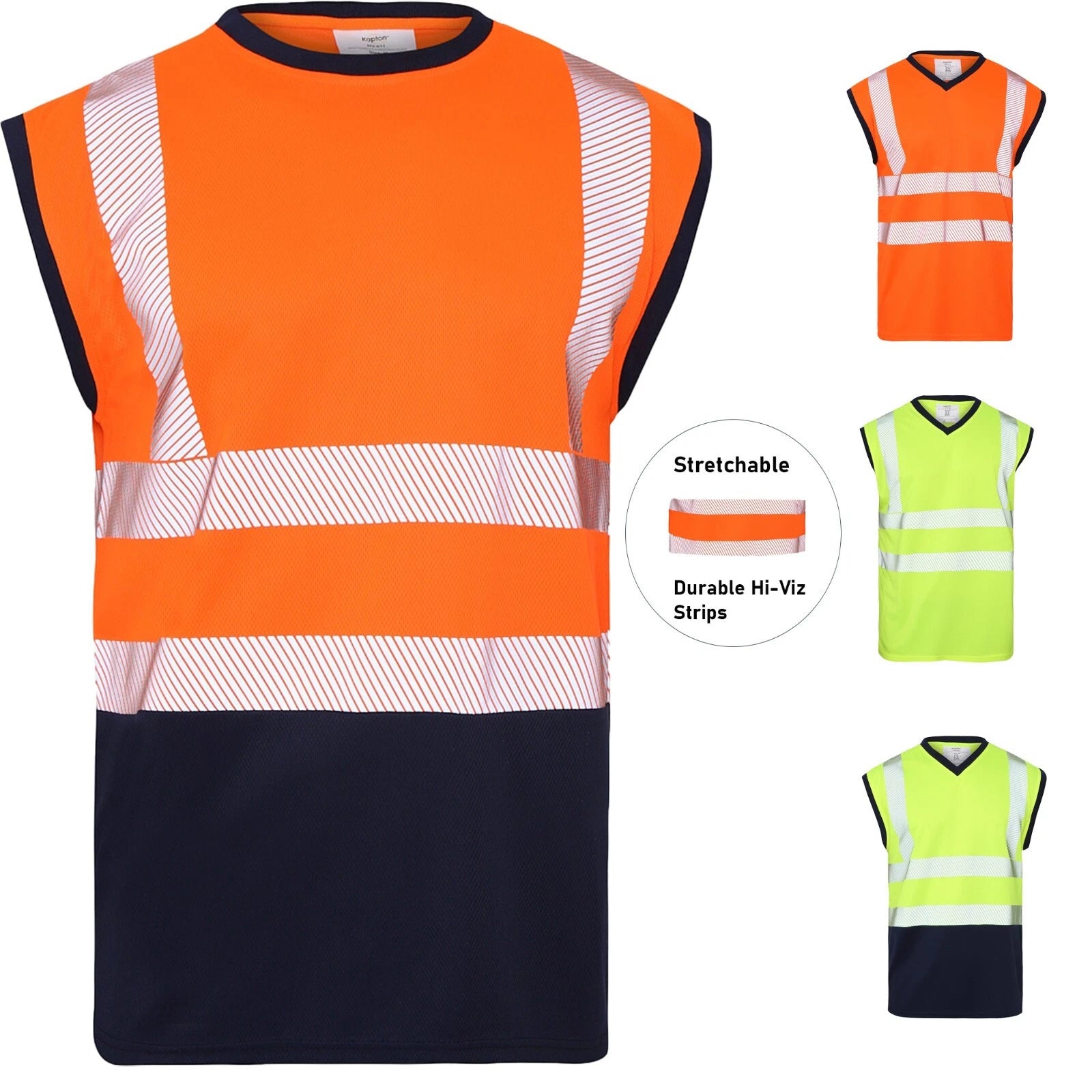 mens hi vis sleeveless vest reflective safety workwear multiple colours UK