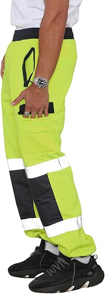 Mens hi vis construction work trousers reflective tape safety wear