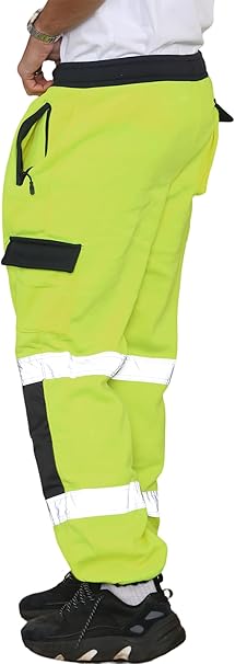 Heavy duty hi vis fleece work trousers for outdoor workers
